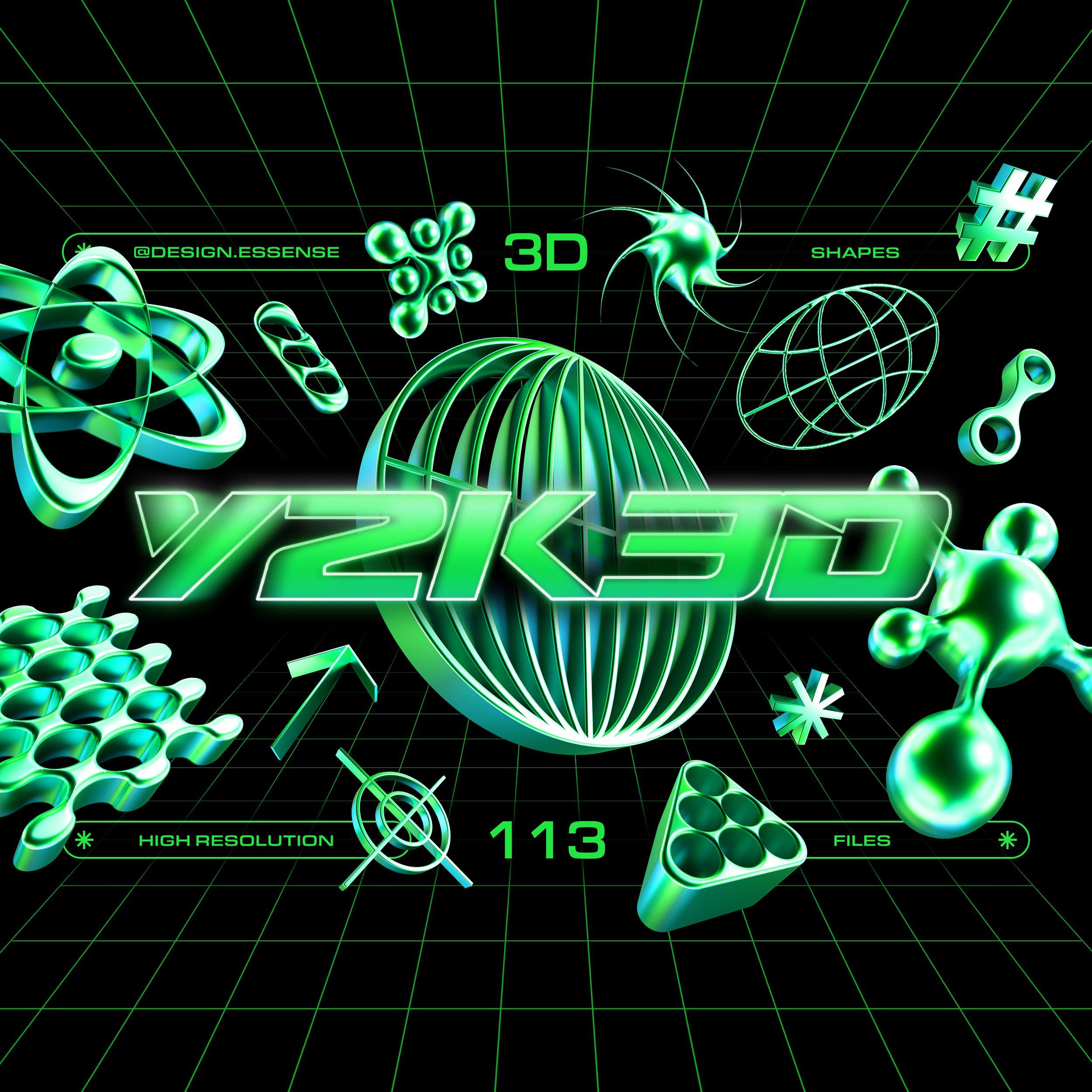 Y2K 3D Shapes Collection